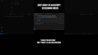 Sort Array in JavaScript Descending Order shortvideo shorts viralshorts