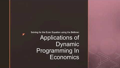 Applications of Dynamic Programming in Economics: Deriving the Euler Equation