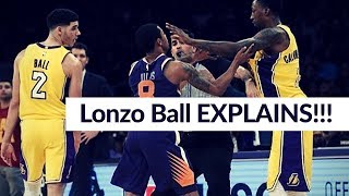 Lonzo Ball walks away from the Lakers-Suns Fight. He discusses his reason for walking away