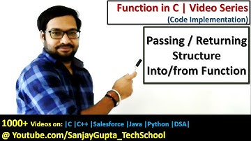 08 Function in C | How to pass and return structure variable through function in c