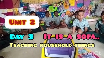 Unit 2/Day 3/3a.Learning things name in house(bedroom kitchen... )It is a cot) Eng Ennum Ezhuthum