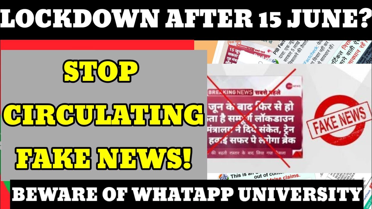 Lockdown after 15 June in India?Stop This fake news! See all ...