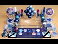 Mixing'Galaxy Blue'Eyeshadow,Makeup and glitter Into Slime!Satisfying Slime Video!★ASMR★