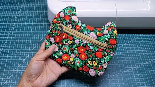Sewing tutorial! How to sew cat ear quilted pouch step-by-step ✨️🫶🩷 #sewinghacks #sew