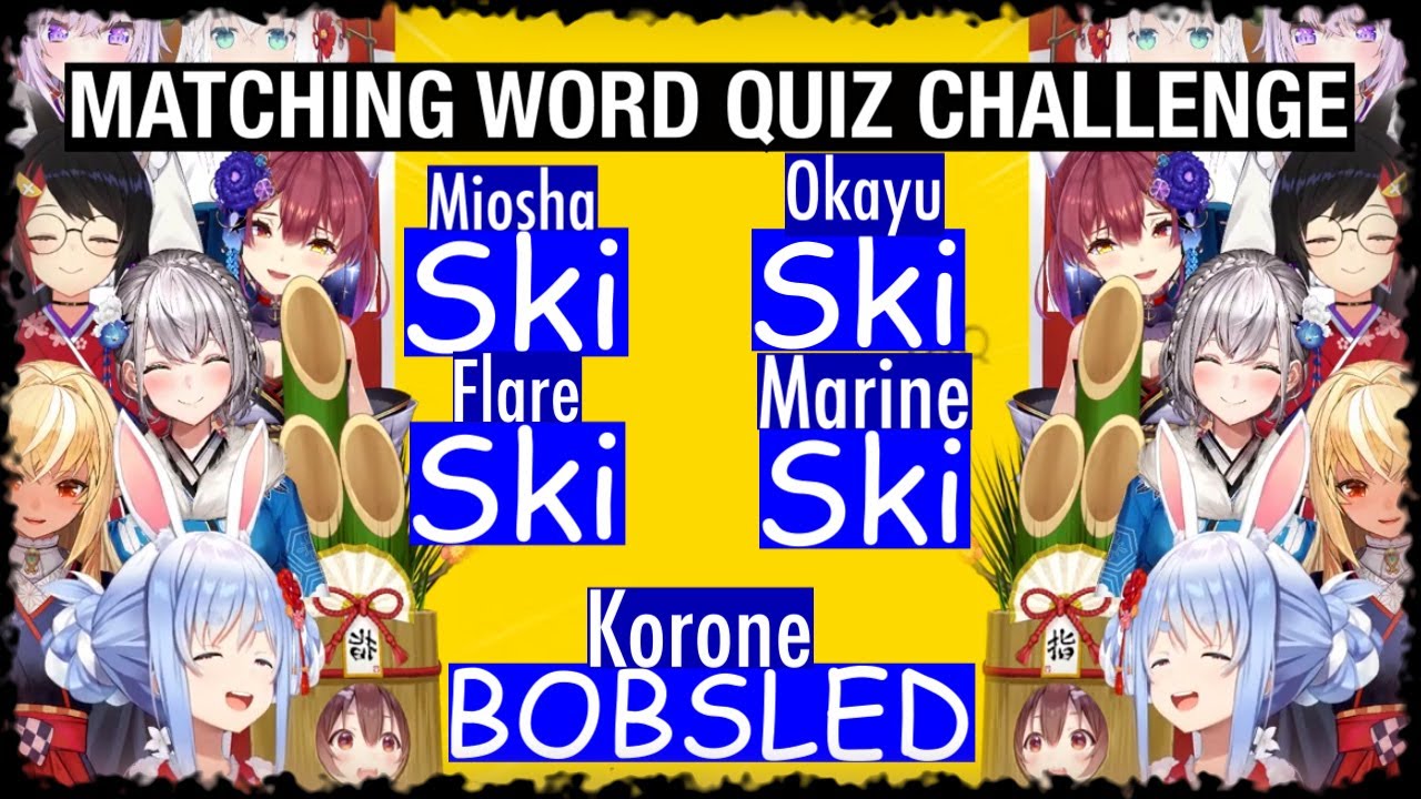 Hololive's matching-word quiz challenge where Korone cannot think like a normal human