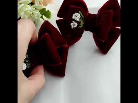 бархатные бантики с вышитыми цветами#ручнаяработа# - YouTube