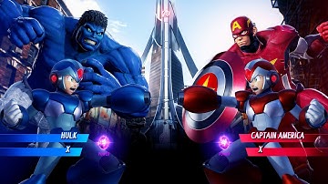 Blue Hulk & X vs Red Cap & X (Very Hard) - Marvel vs Capcom | 4K UHD Gameplay