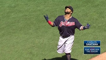 CLE@MIN: Santana crushes a three-run homer to right