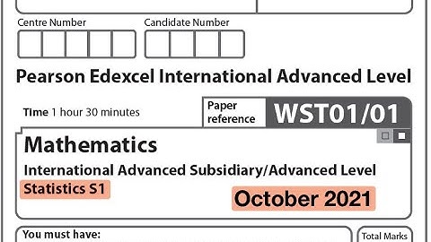 Edexcel IAL Maths - S1 - October 2021