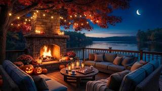 Lakeside Evening with Soft Piano 🍁 Autumn Colors, Firelight & Cozy Moments to Leave the Day Behind screenshot 1