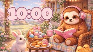 10 Minute Countdown Timer | Cozy Study with Lumi | Easter Spring Porch & Relaxing Lofi