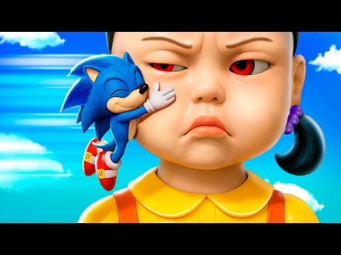 Squid Game with Superheroes! Sonic the Hedgehog in Squid Game!
