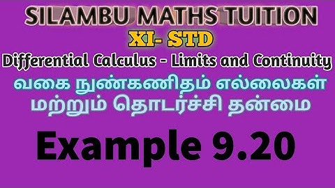 TN11th Maths|Example 9.20|Differential Calculus Limits and Continuity|Chapter 9|Tamil,English medium