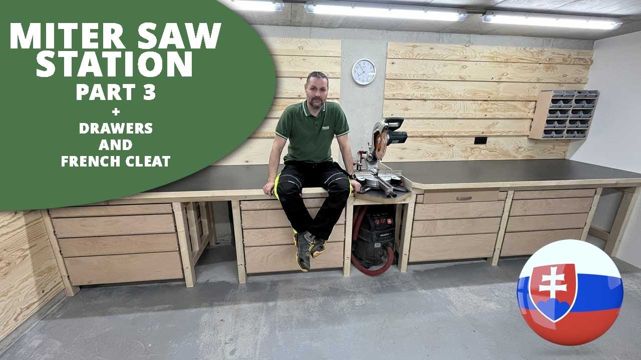 Miter Saw Station – PART 3 | Drawers & French Cleat | DIY Workshop ...