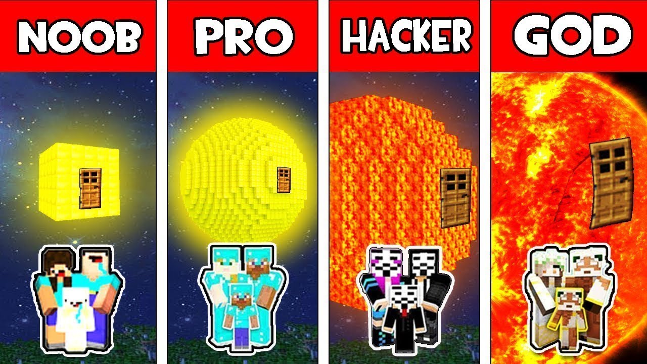 Minecraft NOOB vs PRO vs HACKER vs GOD FAMILY HOUSE SUN BASE in Minecraft Animation