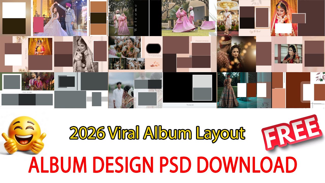 2026 Viral Wedding Album PSD FREE Download II Latest Wedding Album Design PSD