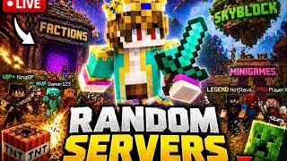 🔴 LIVE: Playing RANDOM Minecraft Servers 😈 (Chaos + Fun + Viewers Join!)