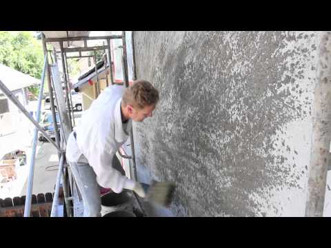 Stucco dash finish by hand using a dash brush, What is a stipple stucco finish called