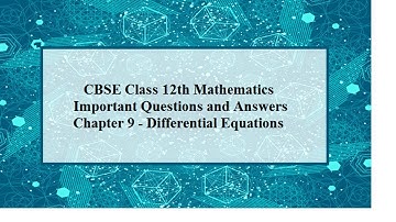 Differential Equations,IMPORTANT CONCEPTS & PYQ