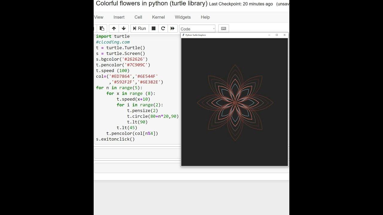 Colorful flowers in Python ( turtle library) - YouTube
