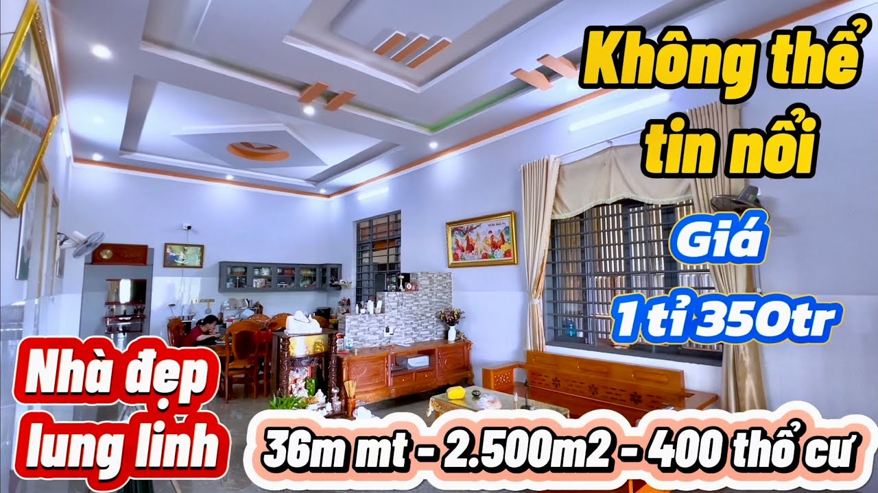 Nhà đẹp lung linh. Sân xe hơi, phòng thờ riêng. 400 thổ cư - S: 2,5 sào. Dân đông. Giá 1 tỉ 350tr