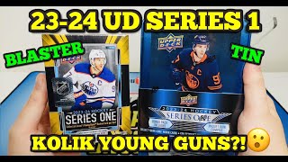 UPPER DECK 2023-24 SERIES 1 Tin a Blaster Box! ! Young guns! 🔥 Hokejové kartičky NHL! Unboxing!