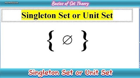 What is Singleton | Unit Set | Singlet Set | Types of Sets | MathOGuide