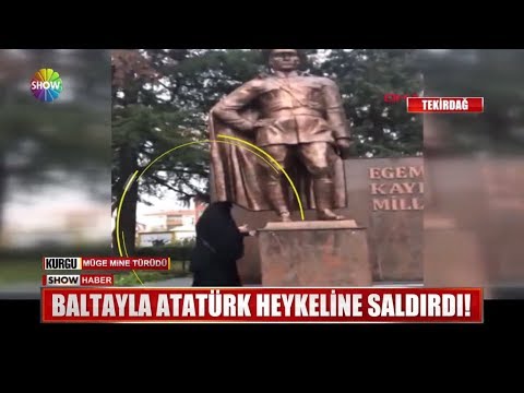 Baltayla Atatürk heykeline saldırdı!