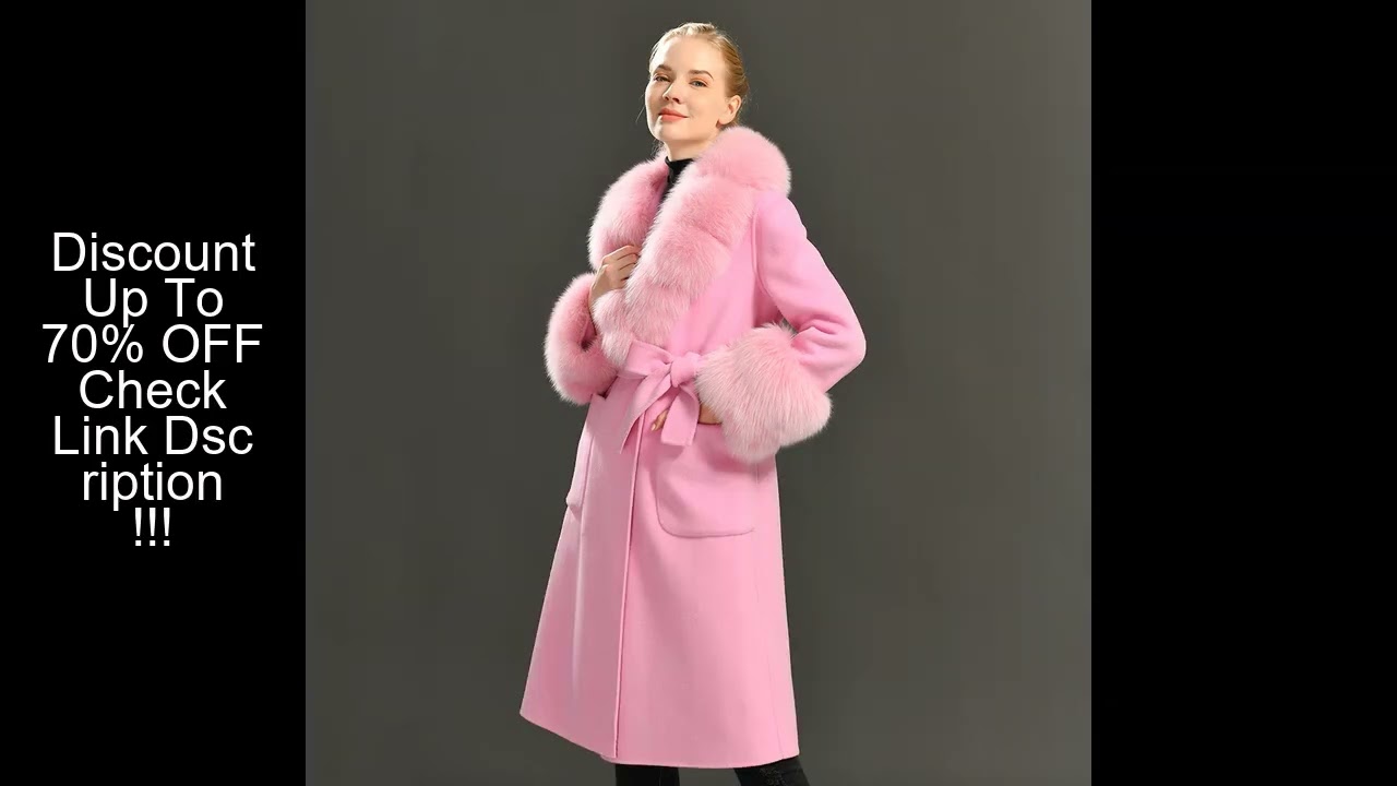 Jxwatcher Double Face Cashmere Wool Coat with Real Fox Fur 2025 Women Winter Coats Office Lady Belt