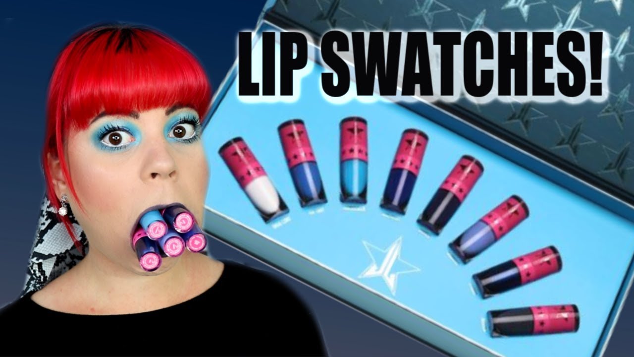 Jeffree Star Blue Blood mini lipstick bundle Lip swatches and review