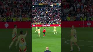 İspanya - Portekiz Uefa Uluslar Ligi Final Maçı Tribünden Çekim. Mükemmel Paslaşmalar Ve Top Kesme.