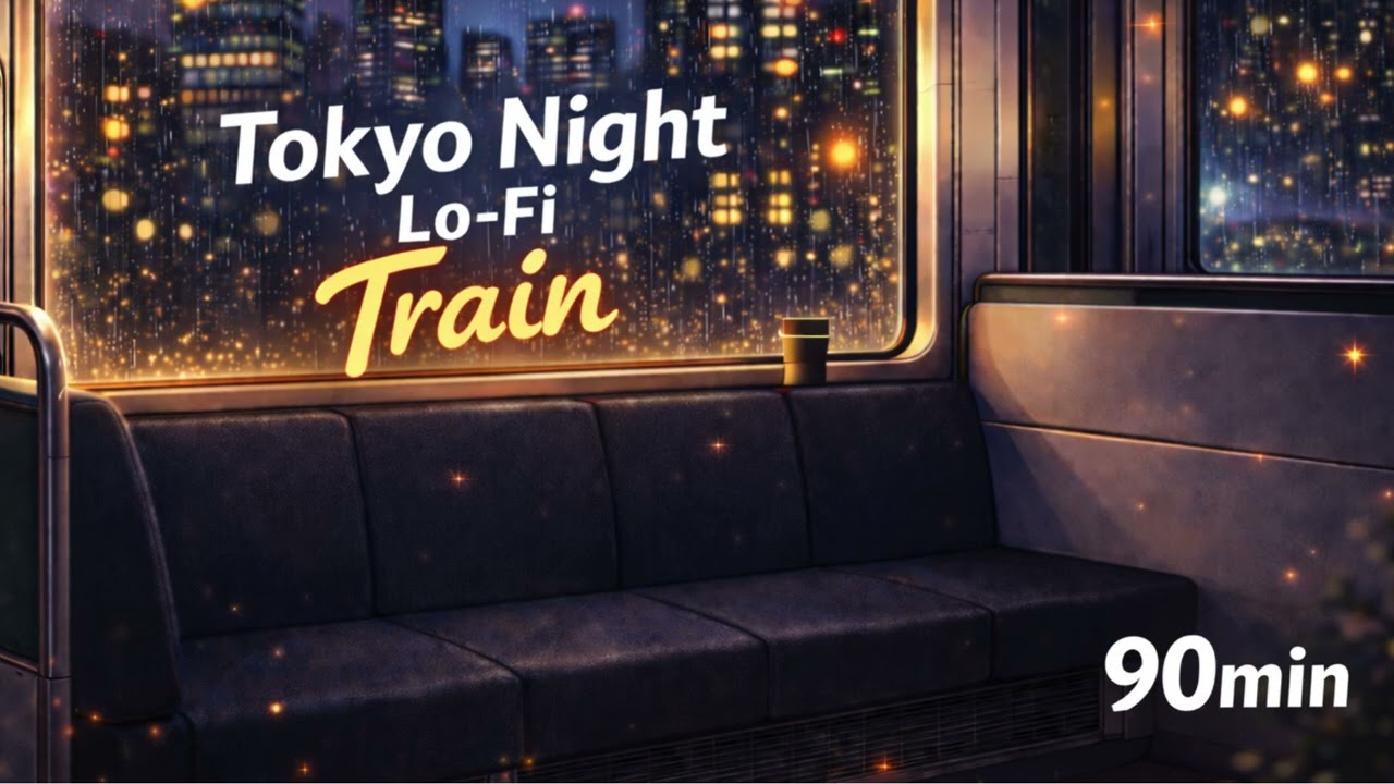 Tokyo Late Night Train Rain Lo-fi 🚃🌧️Relaxing Piano for Study / Work / Sleep (90 MIN)