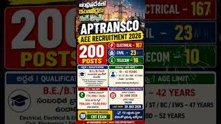 APTRANSCO AEE Recruitment 2026 ⚡ 200 Posts|₹2 Lakh Salary|AP Govt Jobs 2026 |Latest Jobs #ytshorts