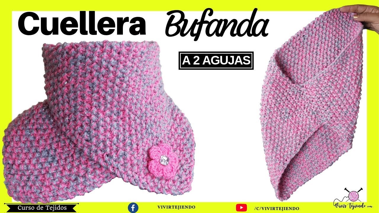 Tejiendo Cuellera Bufanda a 2 Agujas Paso a Paso | Tejiendo Cuello Tubular a Palillos