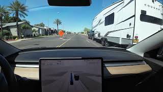 Tesla FSD 12.3.4 drives the long way around to get on the 202 and avoids delays from construction an