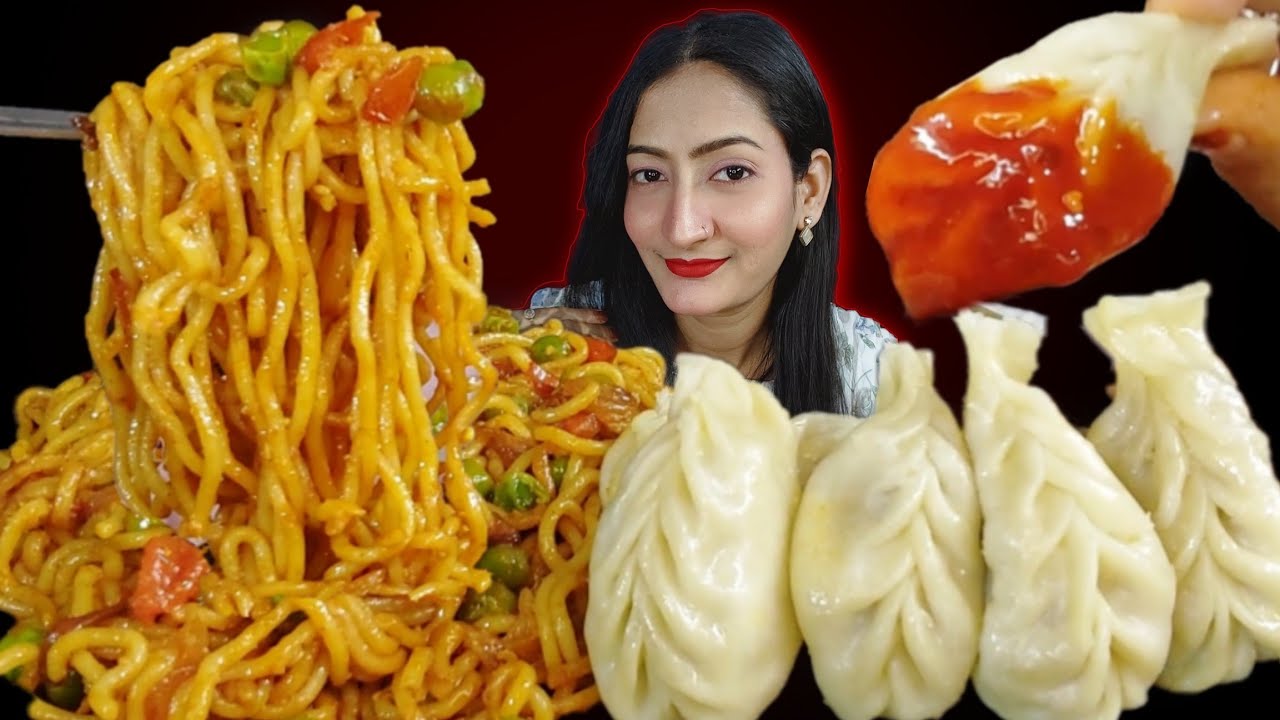 Eating Spicy🔥 Masala Maggi, Paneer Momo Challenge | Indian Street Asmr | Street Food Eating