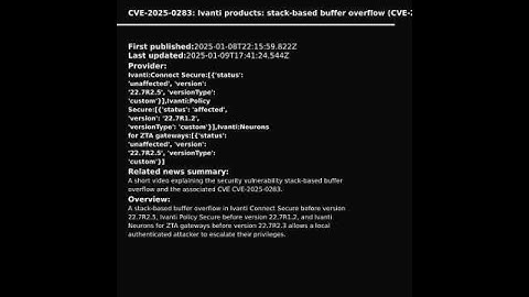 Ivanti products: stack-based buffer overflow (CVE-2025-0283) #shorts