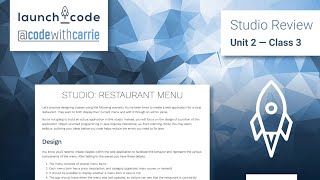 U2 (Java) Chapter 4 Studio Review — Restaurant Menu, Part 1
