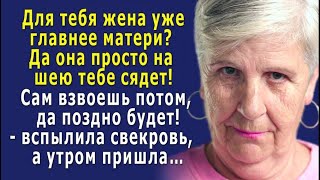 - Для тебя жена главнее матери стала? – вспылила свекровь, - Взвоешь, когда она на шею тебе сядет!