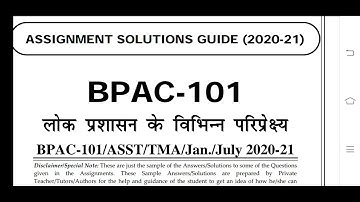 BPAC 101 Ignou Solved Assignment 2020-21