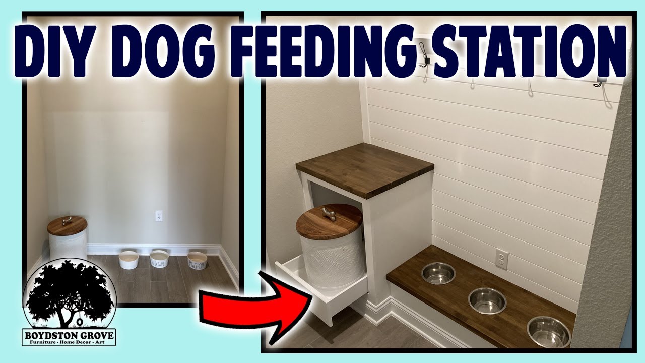 Elevated DIY Pet Feeding Station with Food Storage