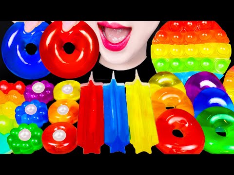 ASMR RAINBOW DESSERTS JELLY POP IT 레인보우 젤리 팝잇 MUKBANG 먹방