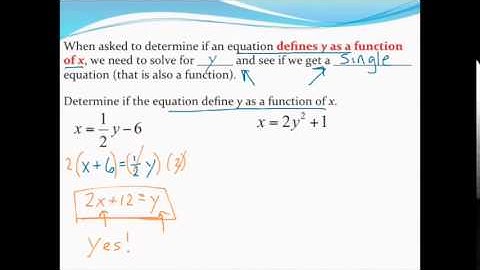 Determining if an equation defines y as a function of x
