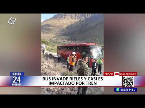 Cusco: Bus blocks tracks and is nearly struck by train