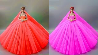 Barbie Elbise Yapımı | DIY |Dikişsiz kendin yap ~ 5 Dakikada hallet- Barbie Crafts