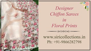 Beautiful Designer Chiffon Saree in Digital Floral Prints Embroidery Sequin Work at Siri Collections screenshot 2