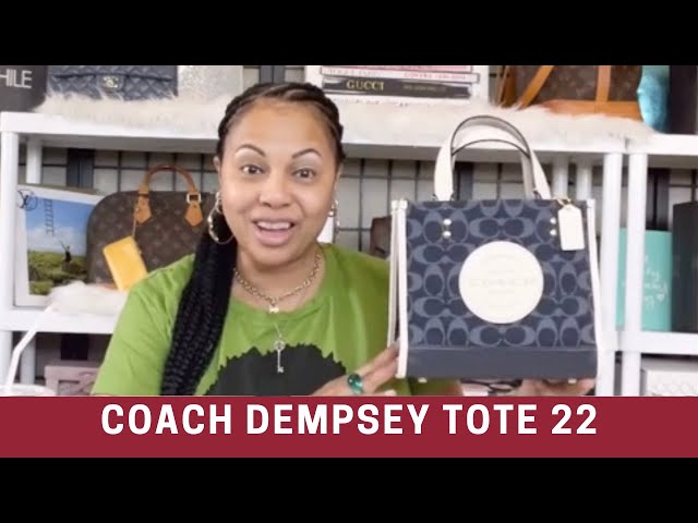 Coach Dempsey Tote 22 signature Jacquard With Patch totebag denim