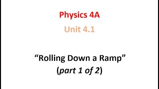 Rolling Down a Ramp (part 1 of 2)