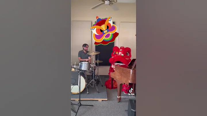 Chinese New Year lion demanded I play drums so it could dance #musiclessons #southlaketx