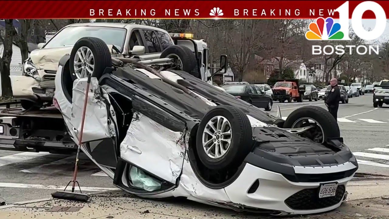 Car rolls over after multi-vehicle crash in Newton - YouTube